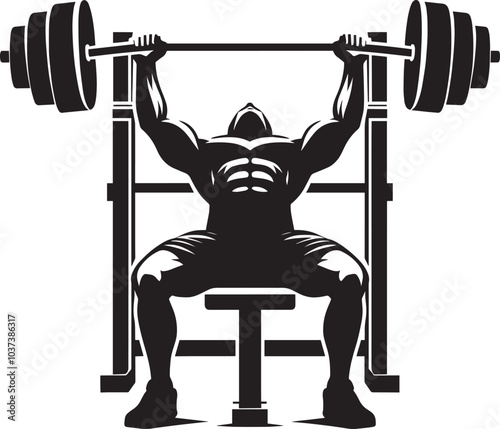 Bench press Gym exercise Silhouette illustration isolated on a white background