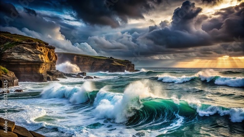 Stormy Sea with Powerful Waves - Long Exposure Photography of Nature's Fury