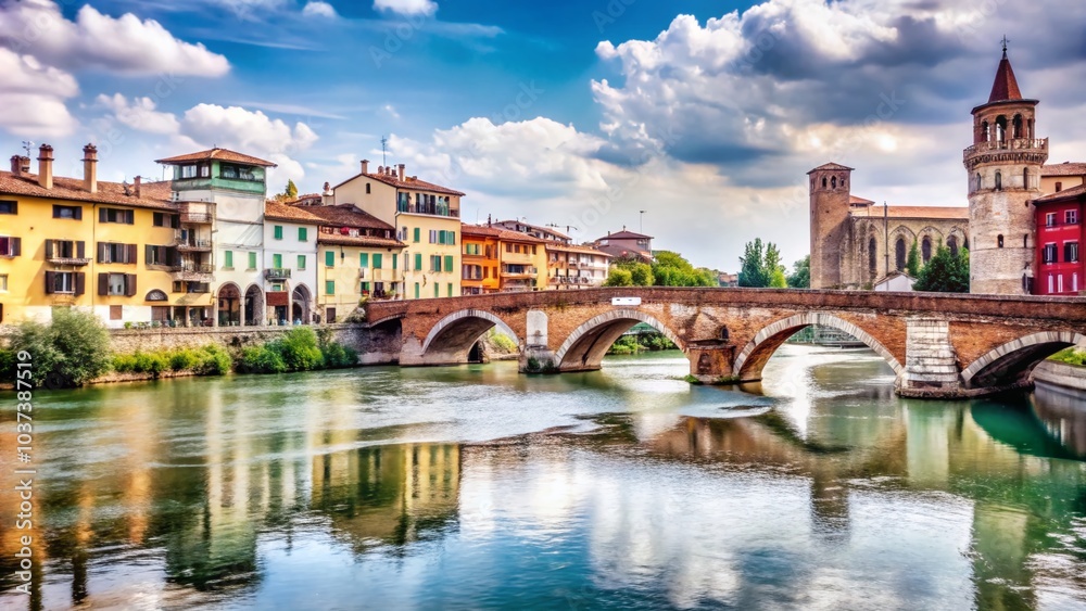 Naklejka premium Stunning Architectural Photography of Verona's Historic Houses along the River