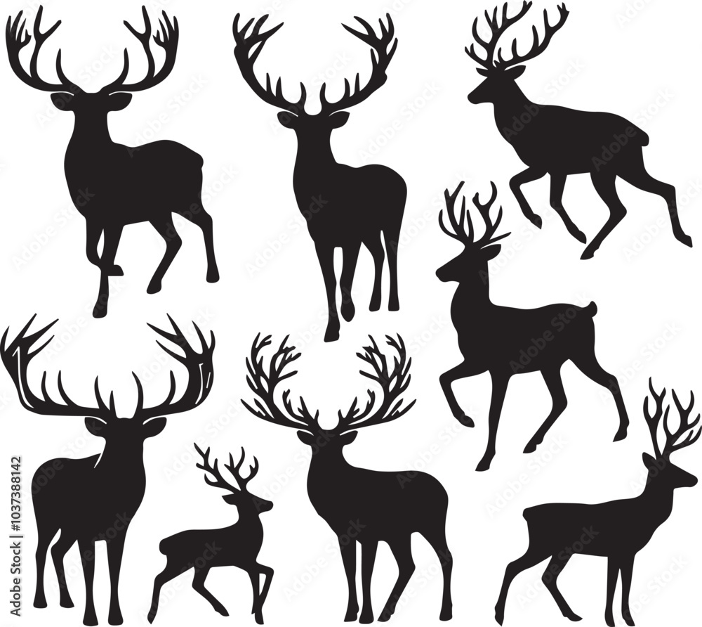 reindeer Silhouette Black Vector reindeer Silhouette Black Vector