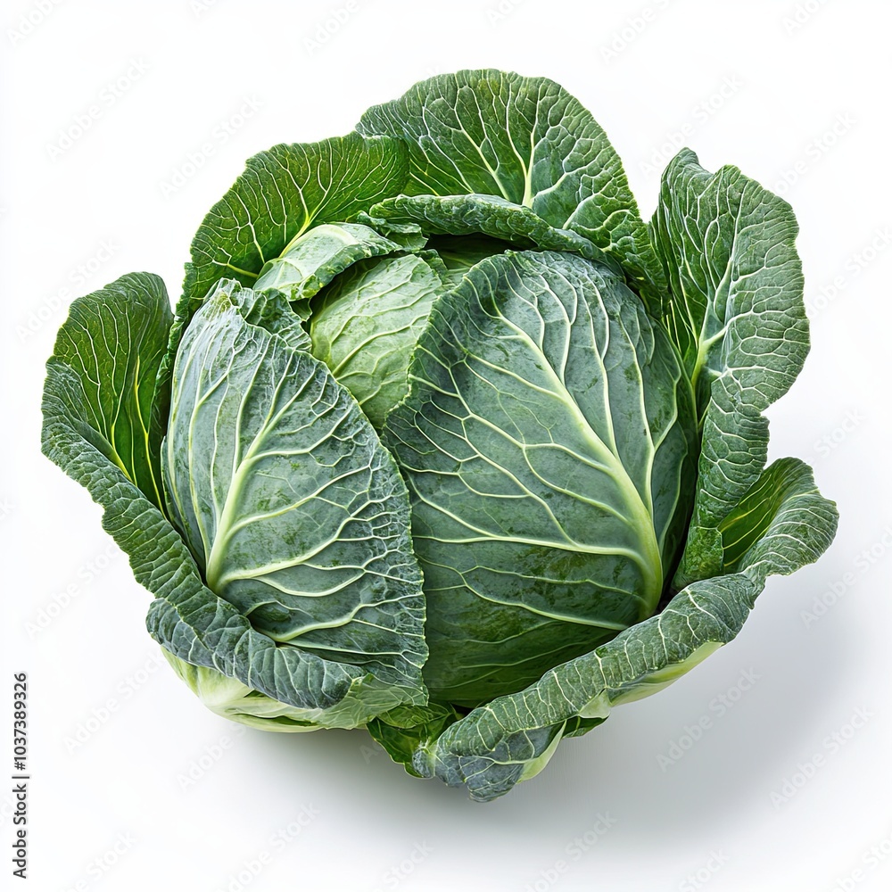 Fototapeta premium Cabbage on solid white background, product presentation.