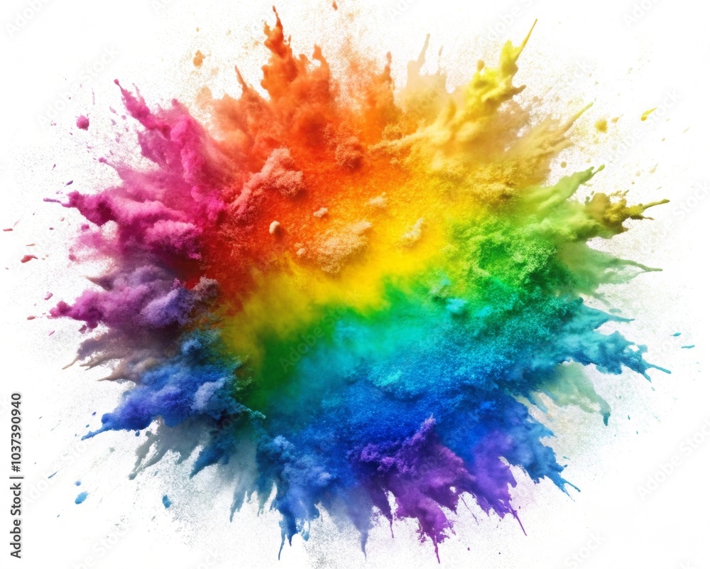 Fototapeta premium Explosion of pride rainbow paint isolate on white background 