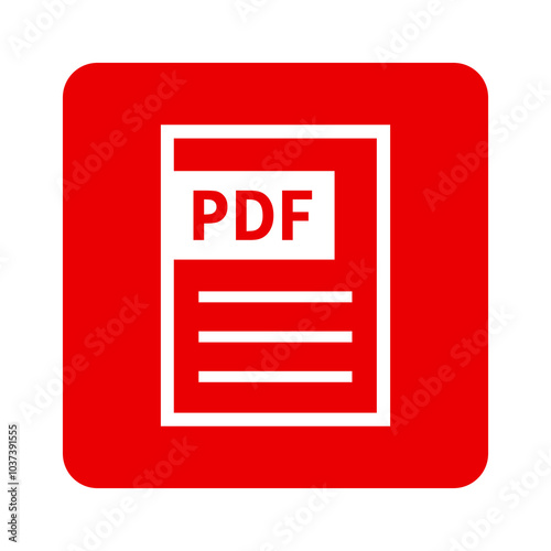 biała ikona pliku PDF na czerwonym tle