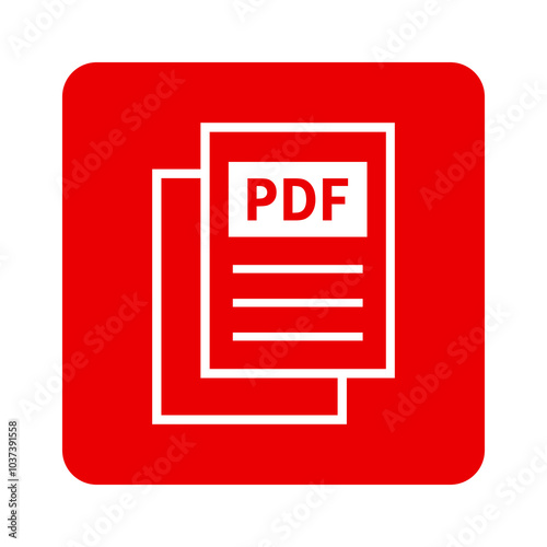biała ikona pliku PDF na czerwonym tle