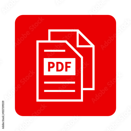 biała ikona pliku PDF na czerwonym tle