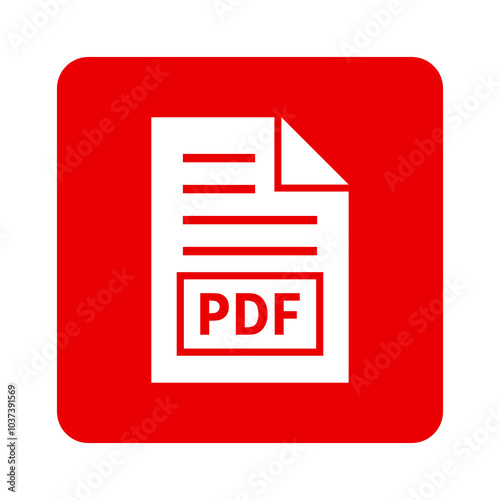 biała ikona pliku PDF na czerwonym tle