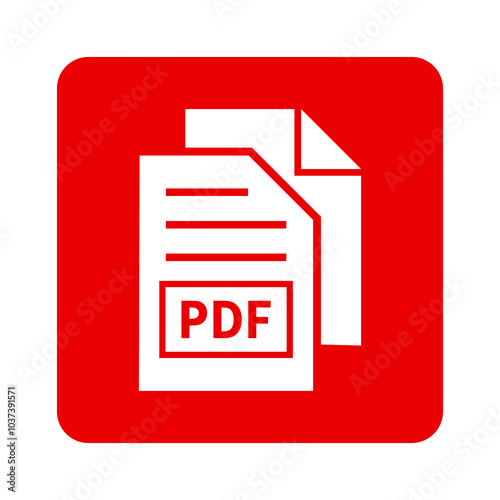 biała ikona pliku PDF na czerwonym tle