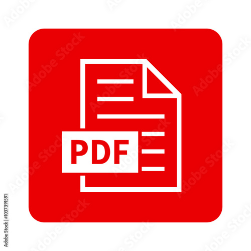 biała ikona pliku PDF na czerwonym tle