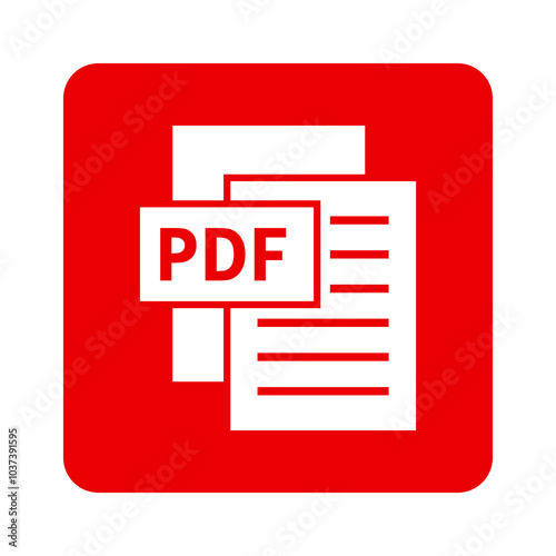 biała ikona pliku PDF na czerwonym tle