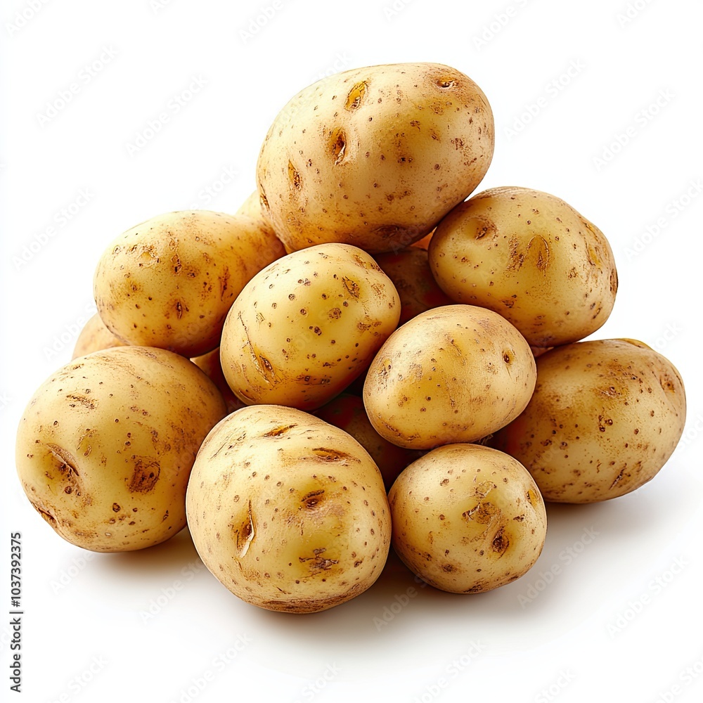Potato on solid white background, product presentation. Potato on solid white background, product presentation.
