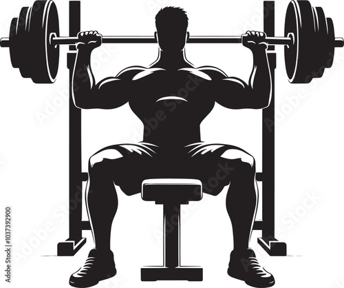 Bench press Gym exercise Silhouette illustration isolated on a white background photo