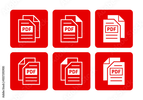 biała ikona pliku PDF na czerwonym tle