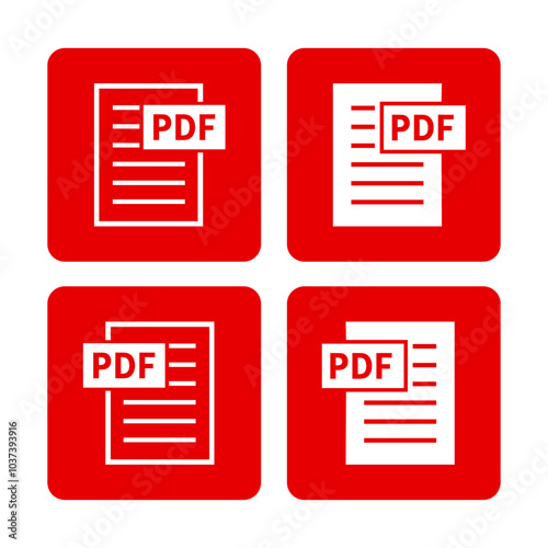 biała ikona pliku PDF na czerwonym tle