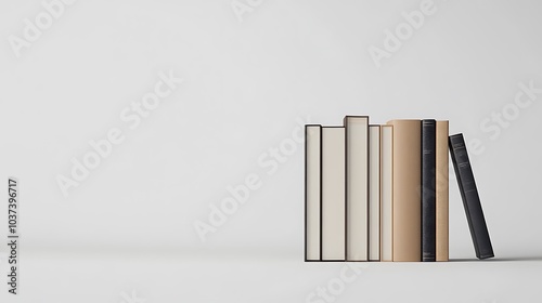 Obraz na płótnie Row of books with hardcovers standing upright on a plain white background w salonie