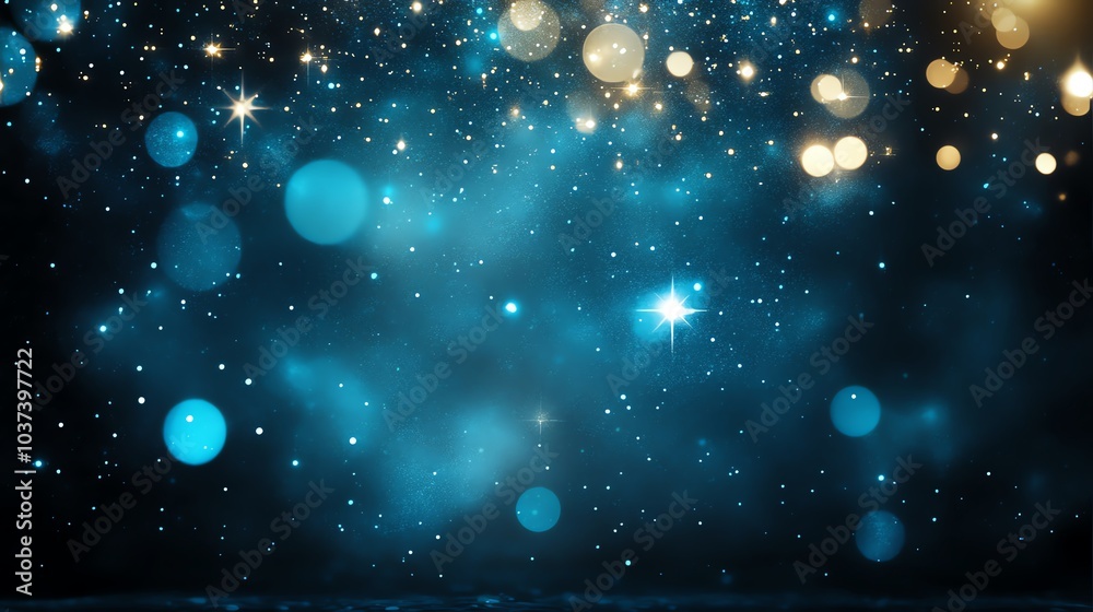 Abstract bokeh background with shimmering blue and gold lights, creating a serene and dreamy atmosphere perfect for festive designs. Abstract bokeh background with shimmering blue and gold lights, creating a serene and dreamy atmosphere perfect for festive designs.
