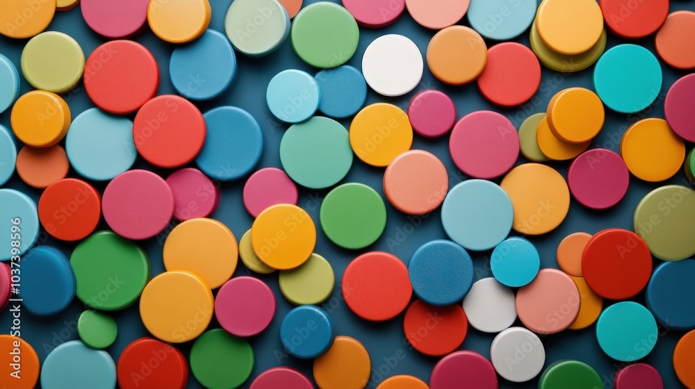 Colorful round shapes on a blue background Colorful round shapes on a blue background
