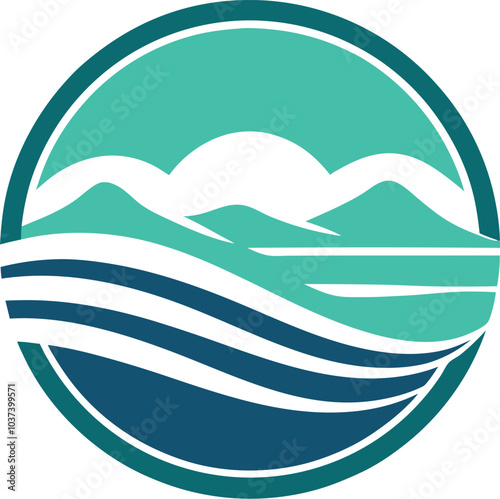 Serene Coastal Mountain Landscape Logo 