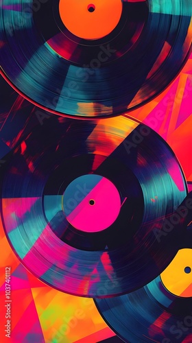 Abstract Vinyl Record Music Background with Vibrant Colors