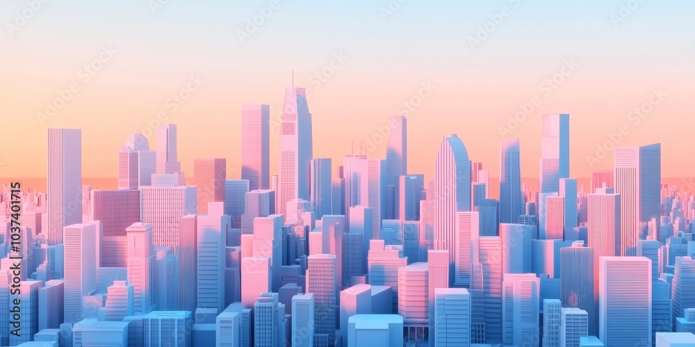 Modern city buildings with abstract shapes, drawn in 3D Modern city buildings with abstract shapes, drawn in 3D