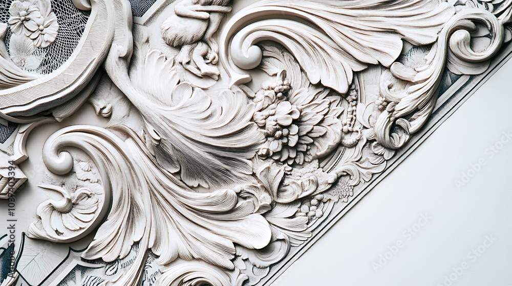 Close-up of the top corner of a dollar bill, showing intricate designs, isolated on a white background