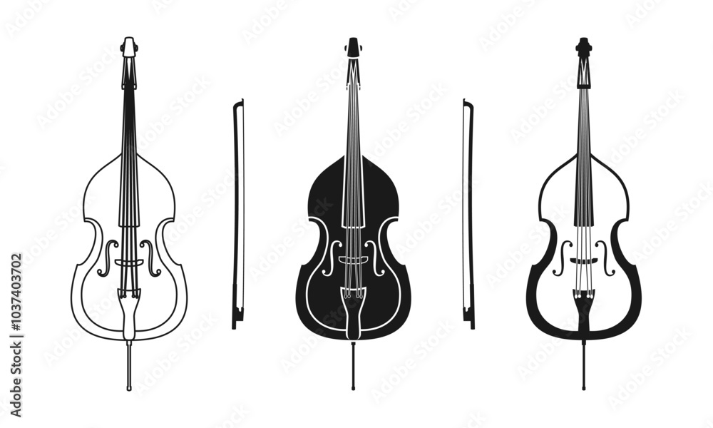 Naklejka premium contrabass icon set vector illustration isolated on white background.
