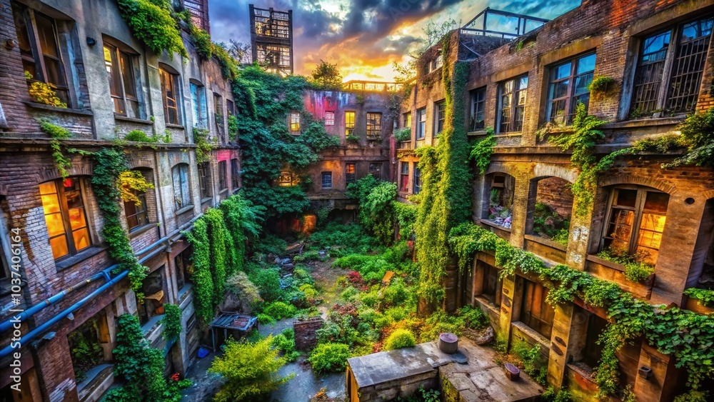 Naklejka premium Urban Exploration Travel Set: Discover Hidden City Gems and Abandoned Places