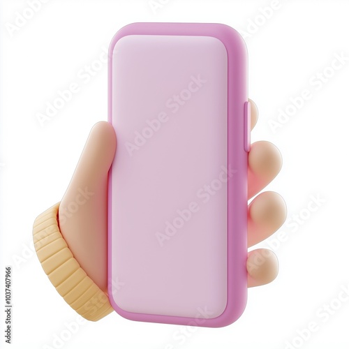 3d Mockup of female hand holding cell phone with blank screen