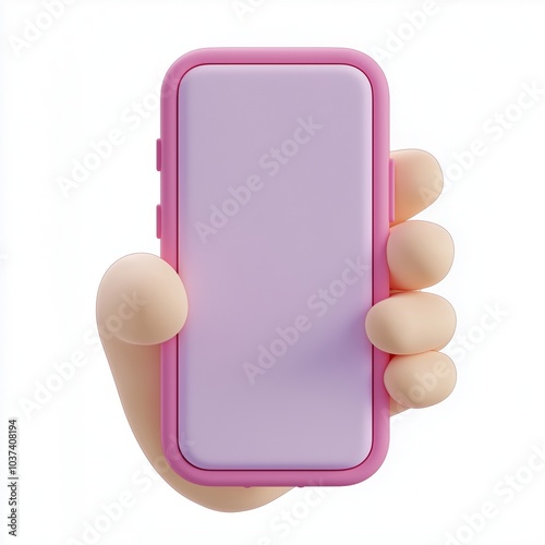 3d Mockup of female hand holding cell phone with blank screen