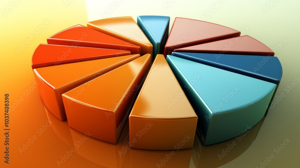Obraz premium Colorful 3D Pie Chart Representing Data Segments