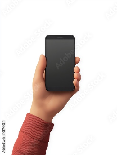 3d Mockup of female hand holding cell phone with blank screen