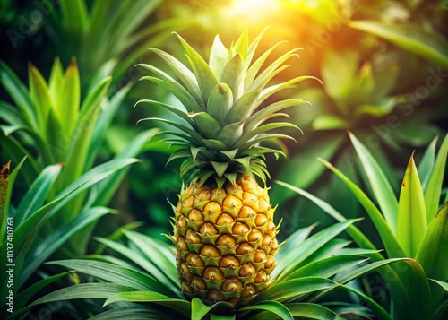 Vibrant Pineapple on Plant: Tropical Paradise in Nature's Splendor