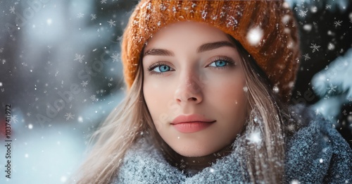 Winter textured photo mask effect. AI generated illustration.