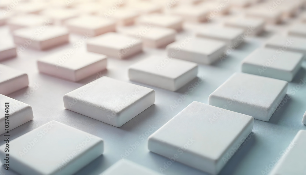 Smooth White 3D Blocks in Minimalist Grid Pattern with Subtle Lighting, Pastel Tones, Modern Aesthetic, Ideal for Contemporary Decor and Calming Backgrounds Smooth White 3D Blocks in Minimalist Grid Pattern with Subtle Lighting, Pastel Tones, Modern Aesthetic, Ideal for Contemporary Decor and Calming Backgrounds