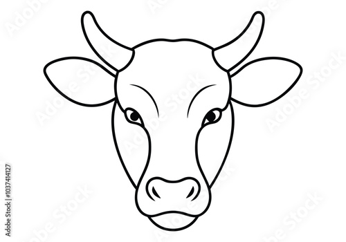 Wallpaper Mural Minimalist One Line Art of a Cow’s Head – Abstract Animal Vector Torontodigital.ca