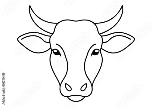 Minimalist One Line Art of a Cow’s Head – Abstract Animal Vector