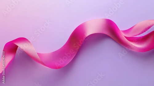 A pink ribbon on a purple background
