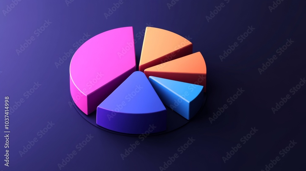 Obraz premium Colorful 3D Pie Chart on Dark Background