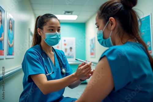 Nurse Administering Vaccine in Healthcare Setting