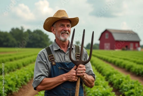 Proud Farmer in a Lush Field