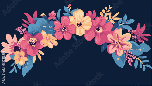 Radiant Blooms- A Floral Crown Illustration