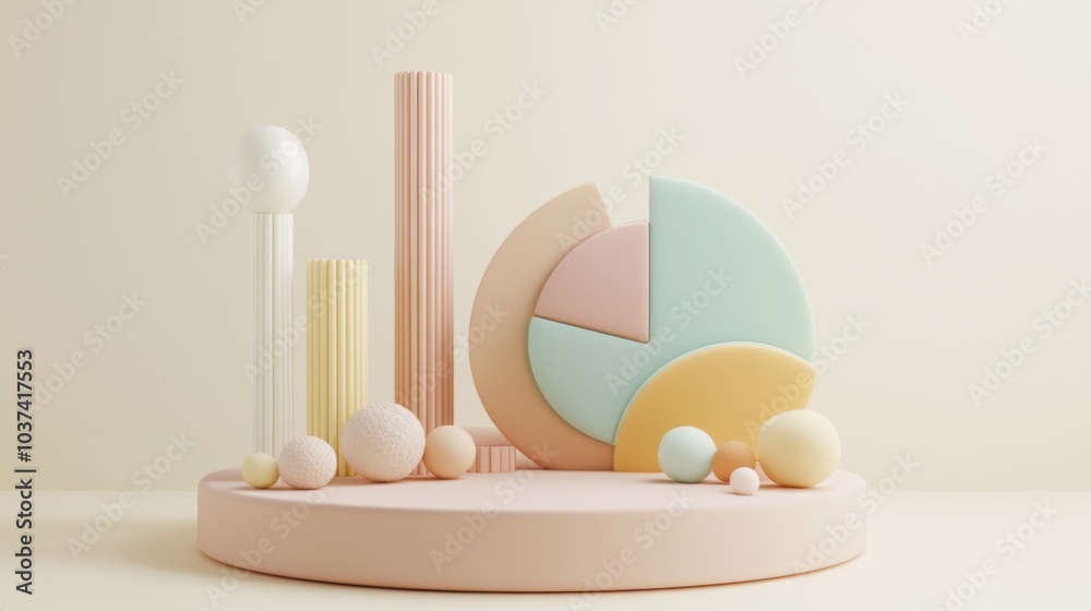 Fototapeta premium Abstract pastel shapes on minimalist background