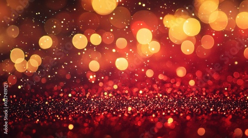 Red Glitter Background with Blurred Lights