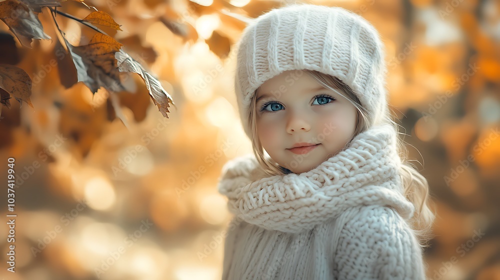 A portrait of a little girl wearing a white winter sweater, with rosy cheeks from the crisp autumn air. A portrait of a little girl wearing a white winter sweater, with rosy cheeks from the crisp autumn air.