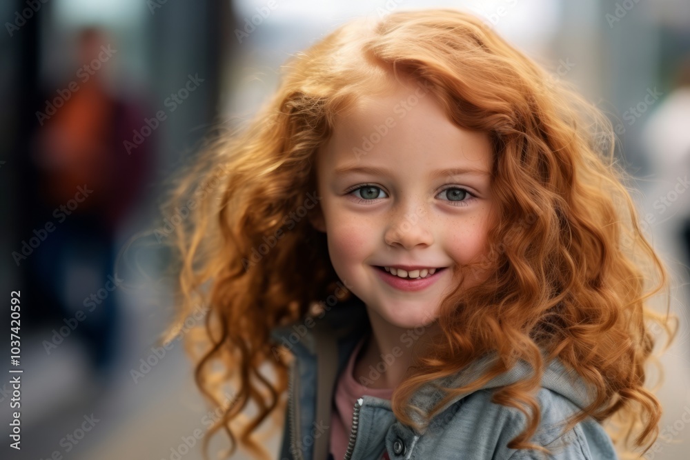 Portrait of a beautiful little redhead girl with curly hair. Portrait of a beautiful little redhead girl with curly hair.
