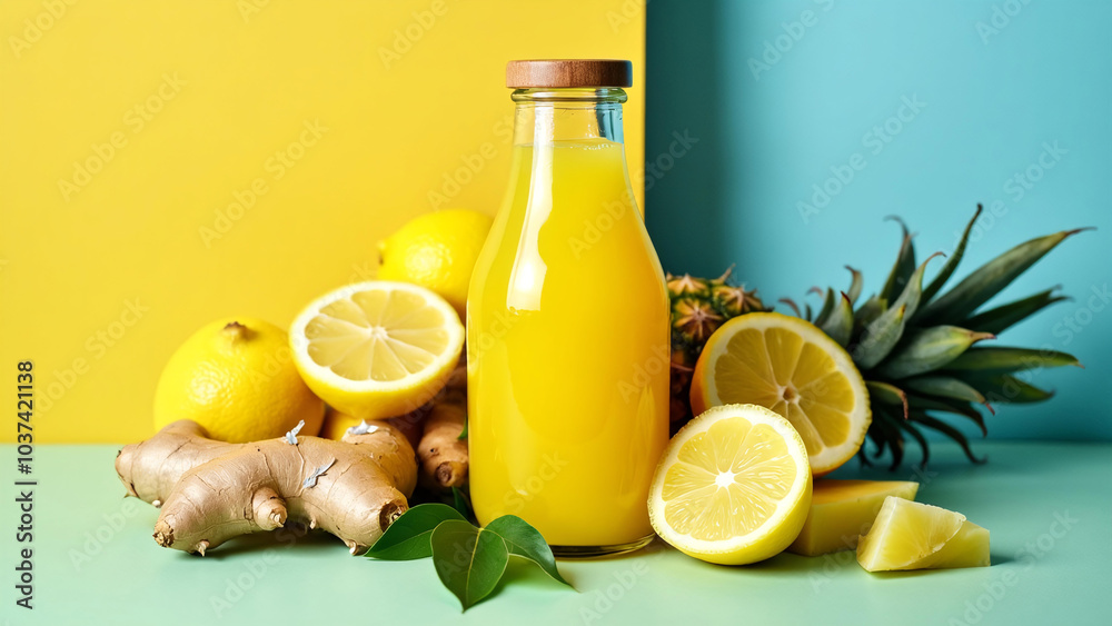 Refreshing Lemonade with Fresh Fruits and Ginger - Food Photography, Summer Drinks, Healthy Beverage Inspiration Refreshing Lemonade with Fresh Fruits and Ginger - Food Photography, Summer Drinks, Healthy Beverage Inspiration