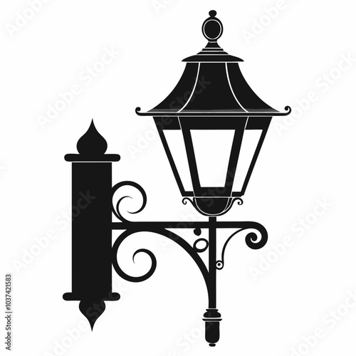 Decorative Wall Sconce Silhouette Vector Illustration