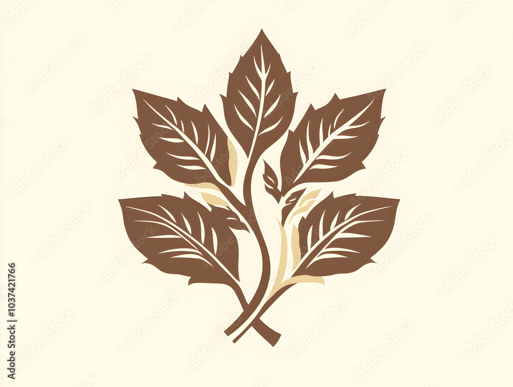Elegant Botanical Leaf Design in Brown and Cream Color Palette Elegant Botanical Leaf Design in Brown and Cream Color Palette