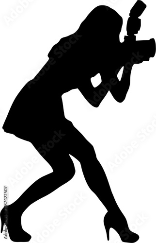 silhouette of a profesional woman photographer