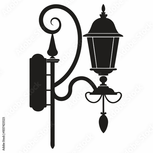 Decorative Wall Sconce Silhouette Vector Illustration