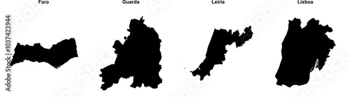 Faro, Guarda, Leiria, Lisboa outline maps